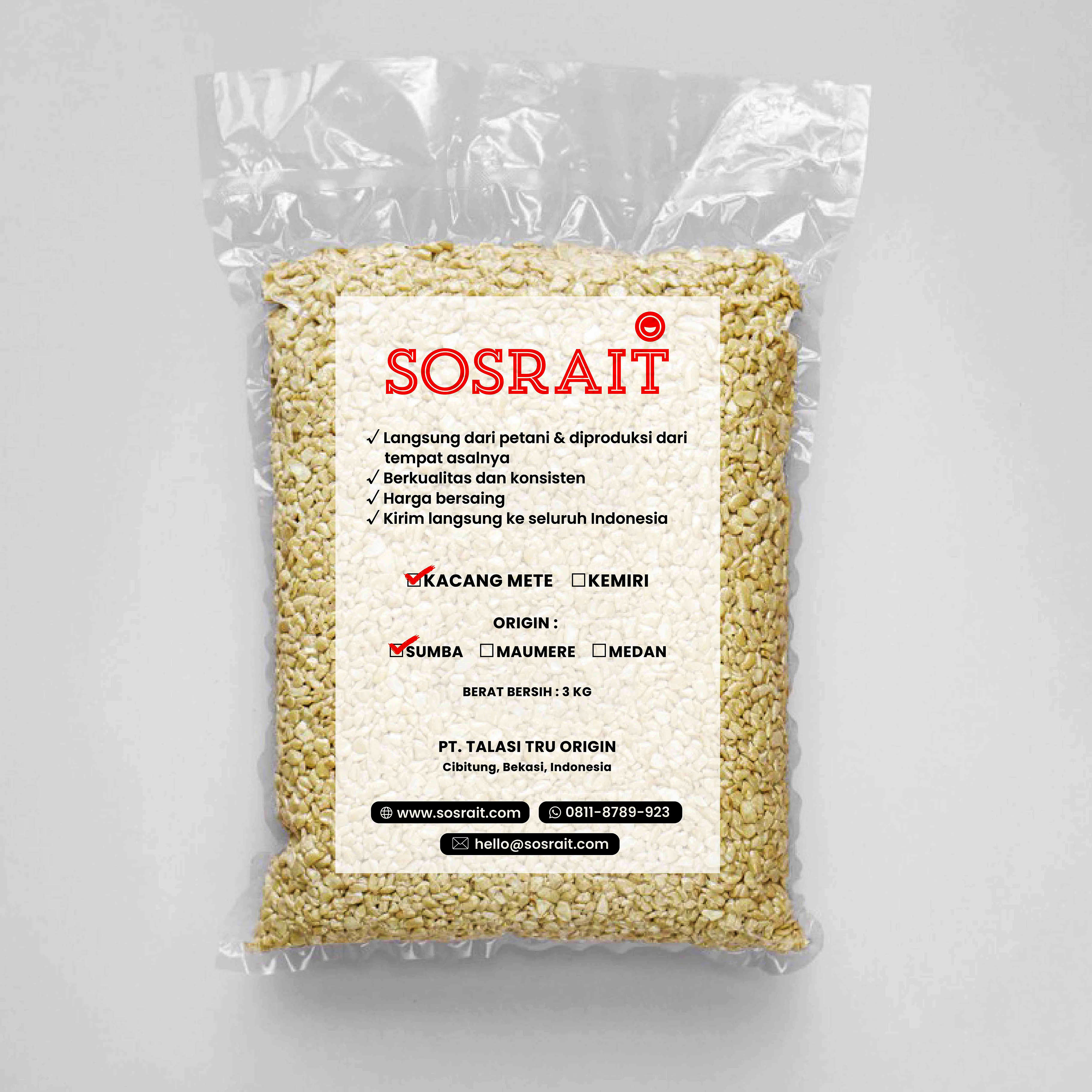 KACANG METE Granule Kecoklatan (SBB), 3Kg (Asli Sumba)